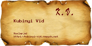 Kubinyi Vid névjegykártya